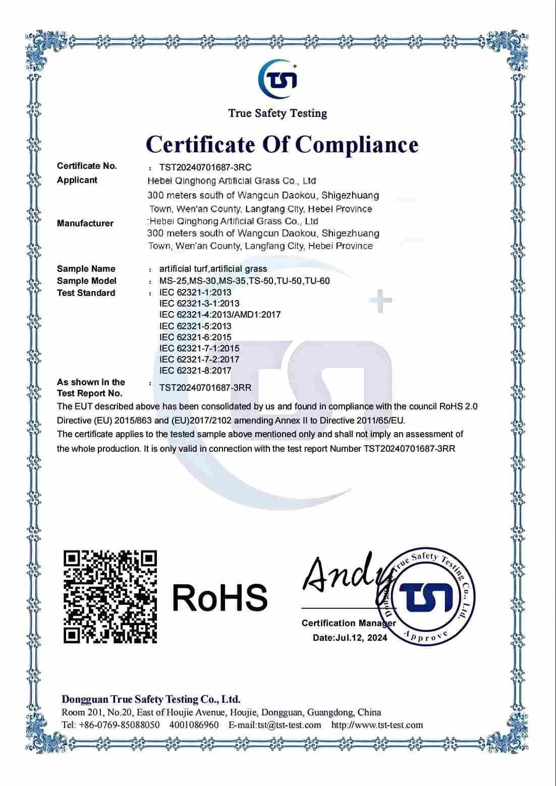 RoHS Certificate
