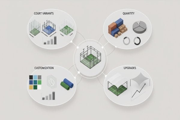 Cost breakdown chart for padel court manufacturing