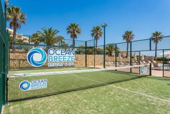 customized padel court with hotel logo