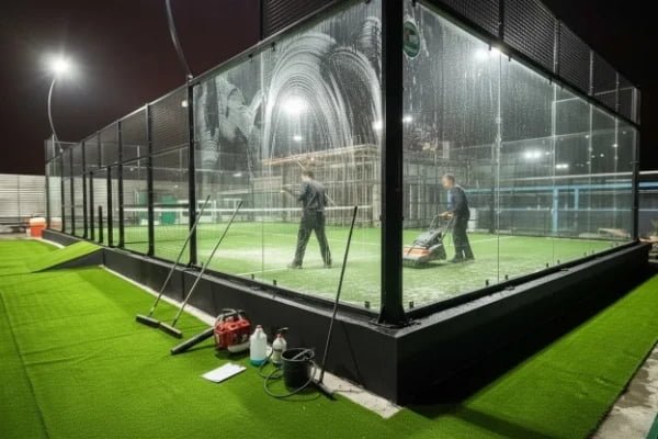 deep cleaning padel court turf