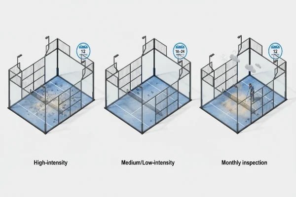 padel court maintenance frequency chart