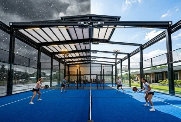 electric roof padel court advantages