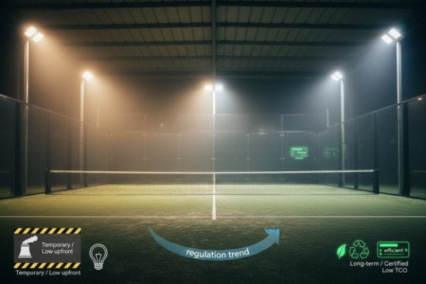 Sustainable green energy icon and padel court