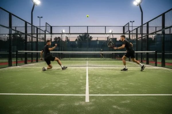 players on synthetic padel grass