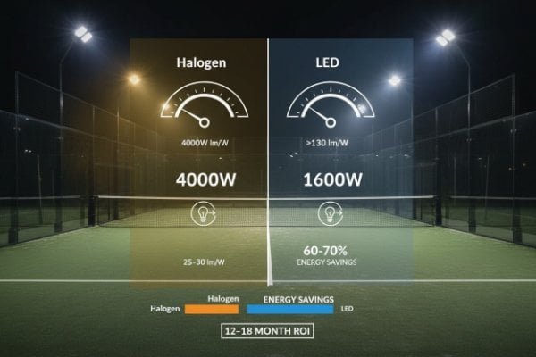 Electricity bill comparison chart for padel courts