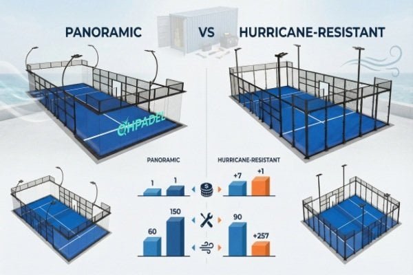 padel court cost comparison chart