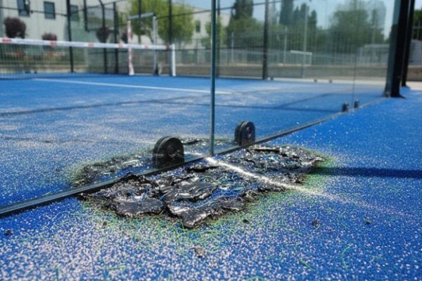 melted artificial turf from reflection