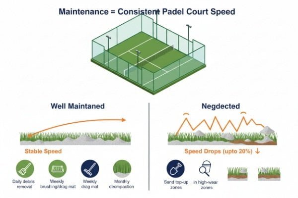 padel court maintenance sweeping sand