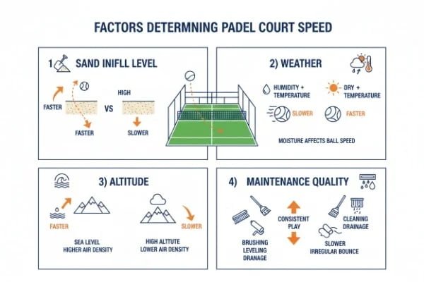 padel court speed factors infographic