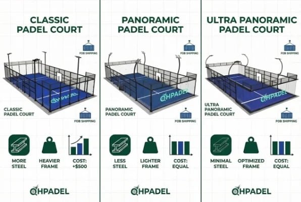 Cost comparison chart of three court types