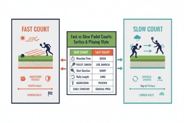 padel player tactics fast vs slow court