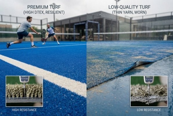 blue artificial grass for padel