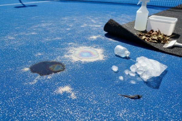 cleaning chemicals on artificial grass