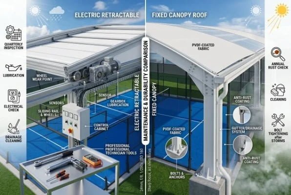 How Does a Club Choose Between an Electric or Fixed Padel Roof Model?