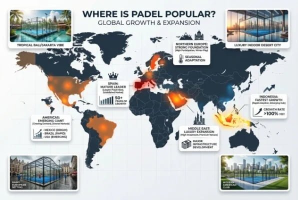 map of padel popularity global growth
