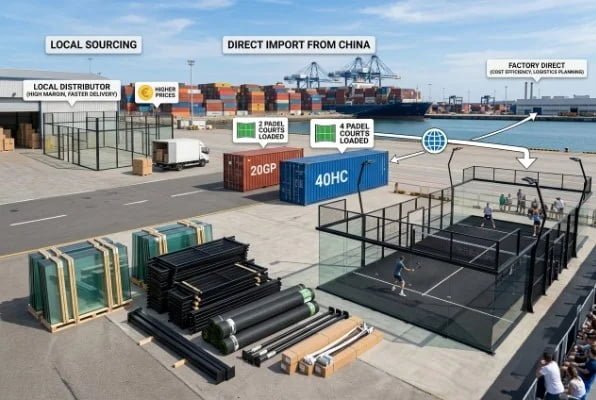 Direct import padel court system from China port shipment