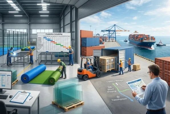 Padel court production scheduling and container export logistics