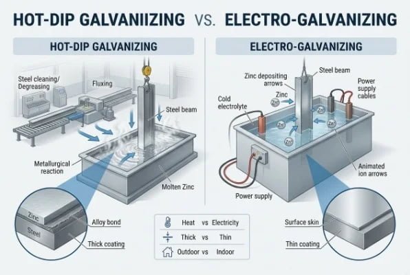 difference between hot-dipped and electro-galvanized padel steel
