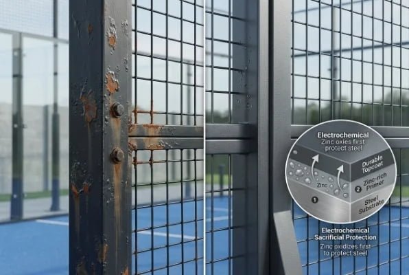 Why Is Zinc-Rich Primer Essential for Padel Court Steel Frames and Mesh?