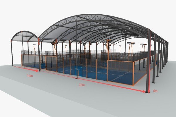 Independent padel court roof structure