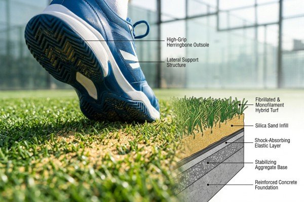 silica sand on artificial grass padel court