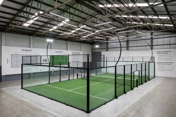 warehouse retrofitting for indoor vs. outdoor padel courts