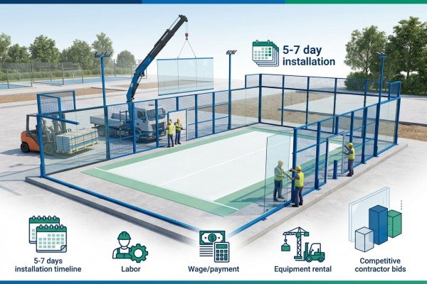 Padel court installation labor formula