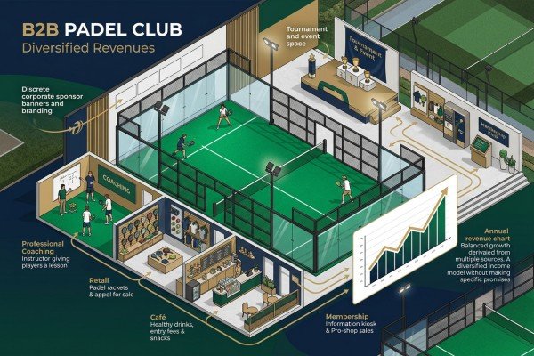 secondary income streams for padel court annual revenue
