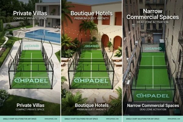 single padel court installation in narrow spaces