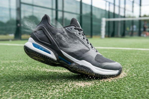 Midsole cushioning and breathable upper of a padel shoe