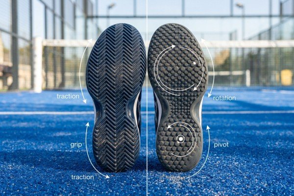 Herringbone and Omni outsole patterns for padel