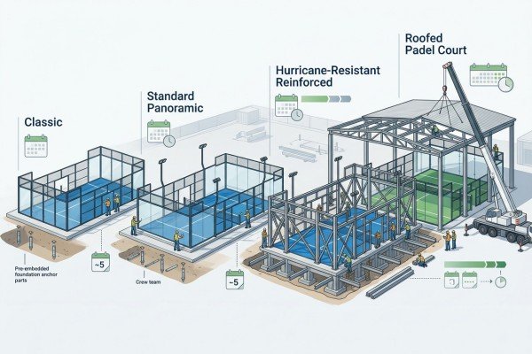 Padel court model installation times