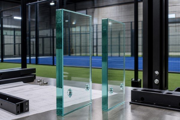 What type of glass is used for padel courts?