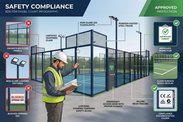 What equipment is needed for a padel court?