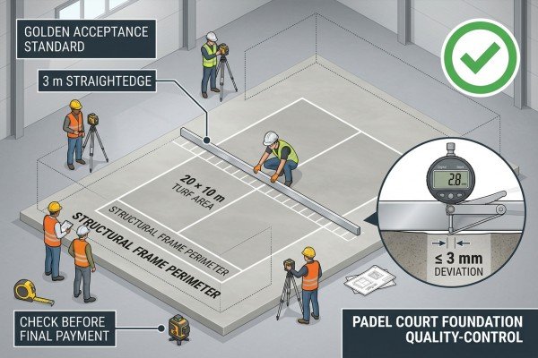 measuring to fix an uneven padel court