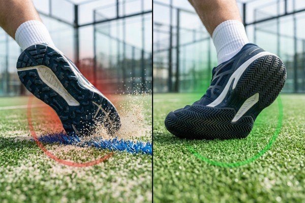 running shoes damaging padel court turf