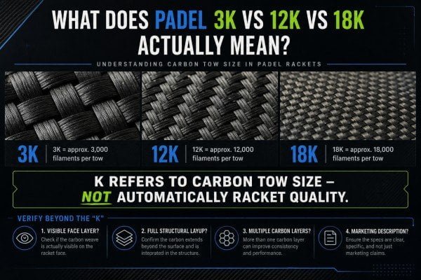 Understanding carbon tow labels on padel rackets