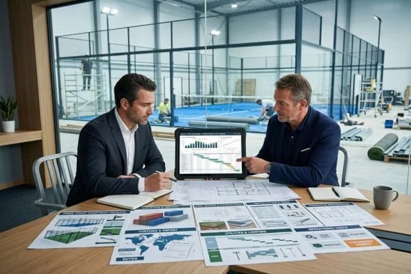 Calculating landed and installed padel club costs