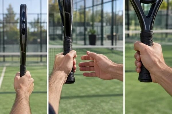 Hand position for a continental padel racket grip