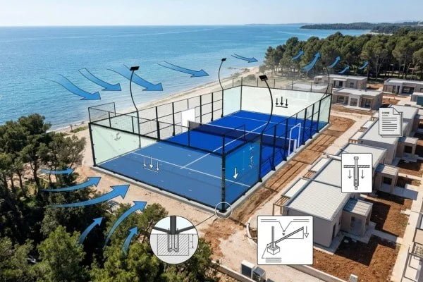 Local wind requirements for padel court selection