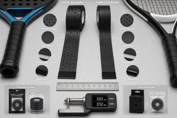 Padel and tennis overgrip specification comparison