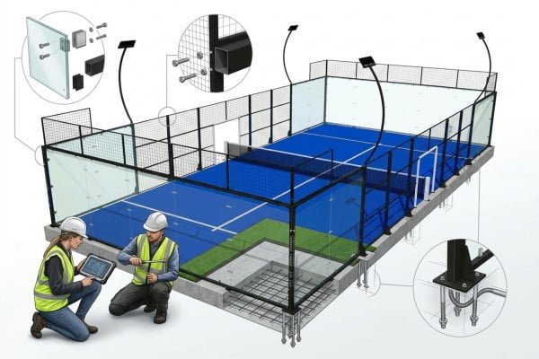 Integrated structural quality inspection for a padel court