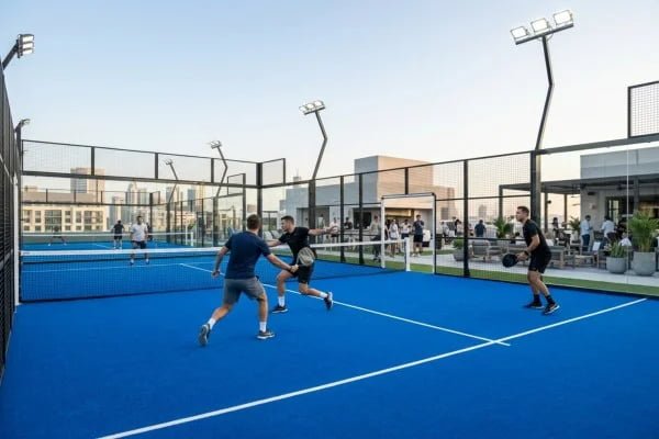 Padel played at a court facility in the USA