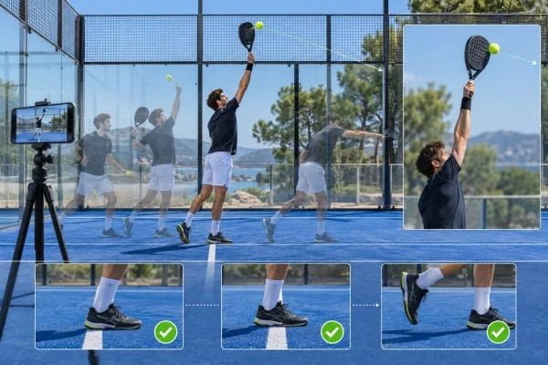 Footwork checklist for serving in padel