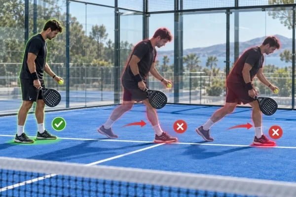 Pre-contact foot faults when serving in padel