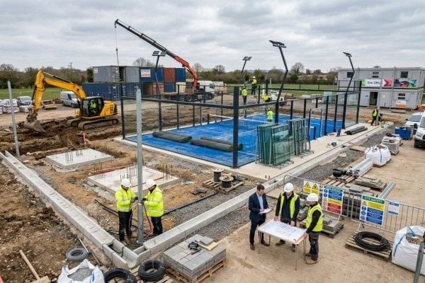 Total installed cost of a UK padel project