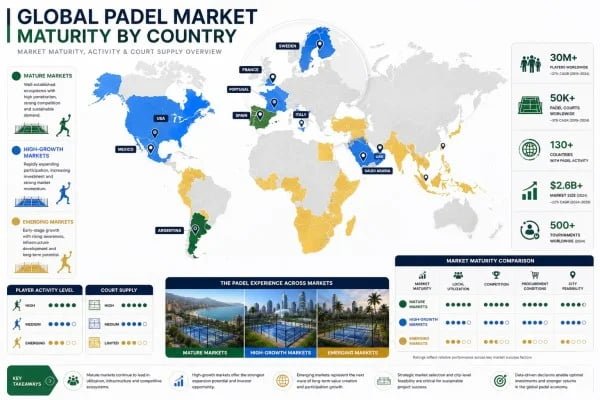 Padel Popularity by Country: Which Markets Are Mature, Growing, or Emerging?
