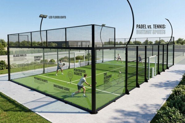 Padel court compared with tennis