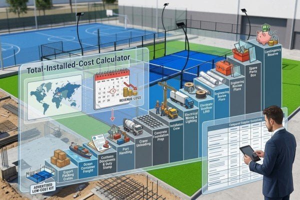 Calculating total landed and installed padel court cost