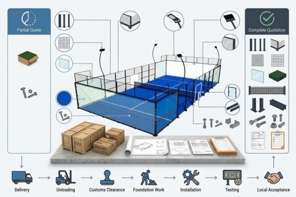 Complete padel court equipment bill of materials